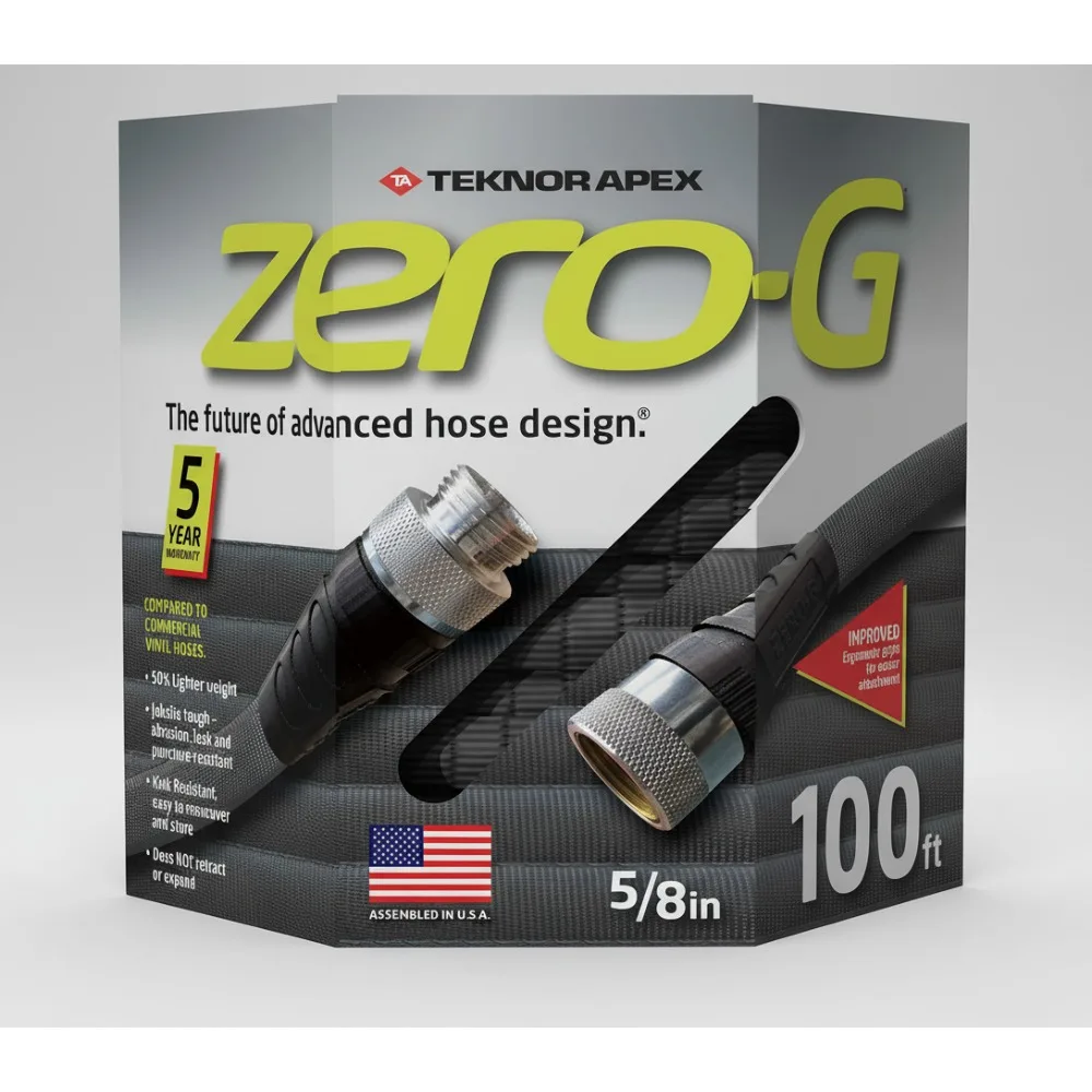 

Lightweight 5/8" x 100' Garden Hose, Gray - Flexible, Kink-Resistant for Easy Home & Yard Use