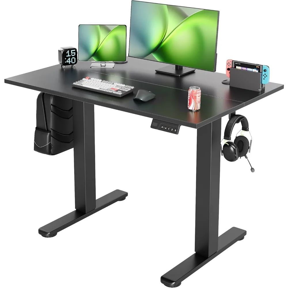 

Electric Standing Desk Adjustable Height, 40 x 24 Inch Sit Stand Desk with T-Shaped Frame, 3 Memory Presets