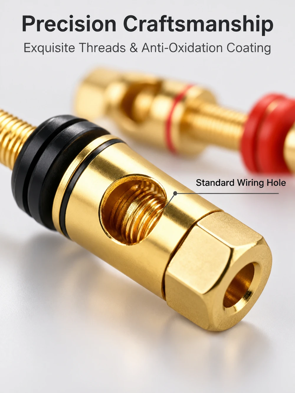 HIFIDIY LIVE 2 Stück Lautsprecher DIY Verlängerter Anschlussklemmen-Binding Post HIFI Verstärker Reines Kupfer Vergoldete Bananenbuchse – Detail 2