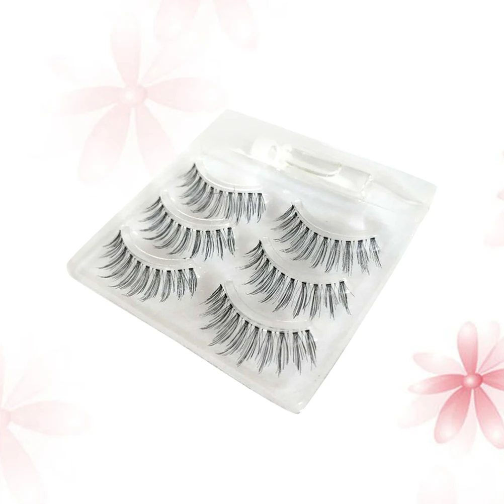 

3Pair False Eyelashes Handmade Natural Long Thick Fake Lashes Comfortable Easy Remove Makeup Eyelashes for Party Daily