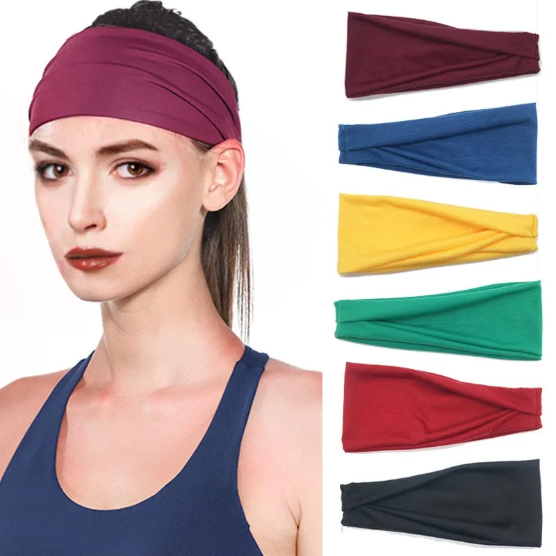 Women Solid Color Elastic Hair Bands Yoga Headband Fashion Turban Makeup Hair Hoop Retro Headwrap Hair Accessories Wholesale