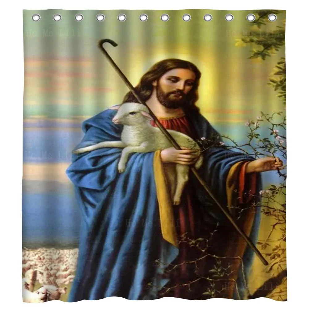 Gesù cristo il buon pastore santo immortale grazia Vintage religione cristiana tende da doccia