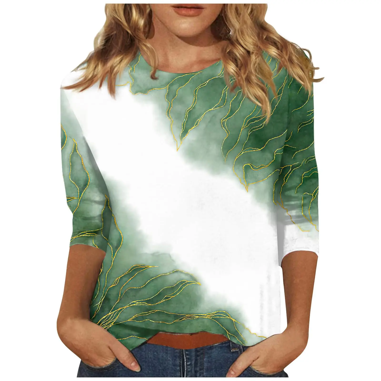 Women\'s T-shirt 3d print art floral print casual long sleeve round neck regular tops daily print pink, spring and autumn t-shirt