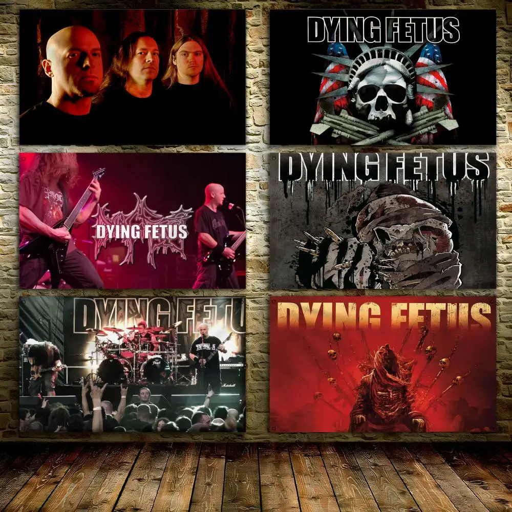

D-DYING FETUSs Heavy Metal Band Flags 3x5 Ft Custom Banner For Garage Door Room Decor Wall Out Decoration With Metal Buckle