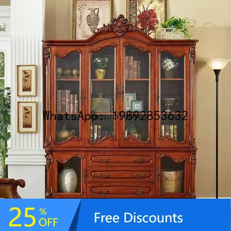 

XL American solid wood dining side cabinet, living room four-door partition lockerSSS