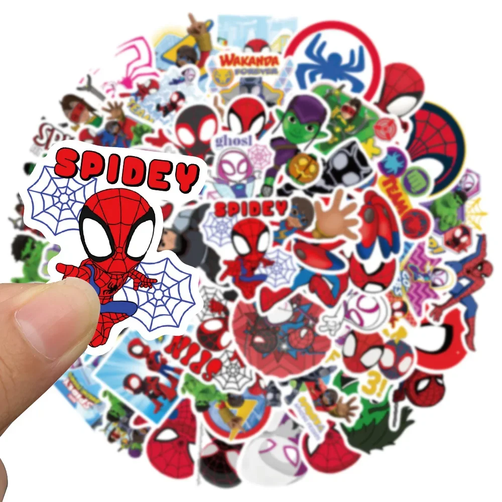 50Pcs Cartoon Marvel SpiderMan and His Amazing Friends Stickers Laptop Skateboard Guitar Luggage Waterproof Sticker Toys