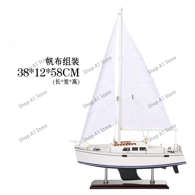Sailing model solid wood handmade custom pattern ornament Mediterranean style craft business gift