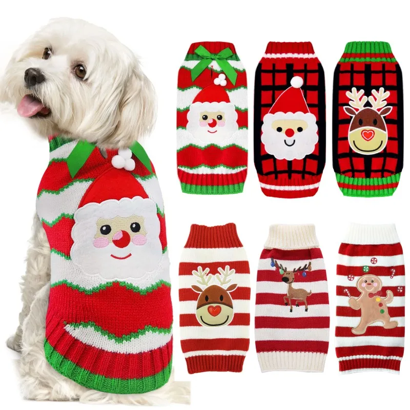 Dog Dress Christmas Winter Dog Clothes Dog Knitted Coat Puppy Warm Overalls Chihuahua French Bulldog Costume Luxury Dog Sweater