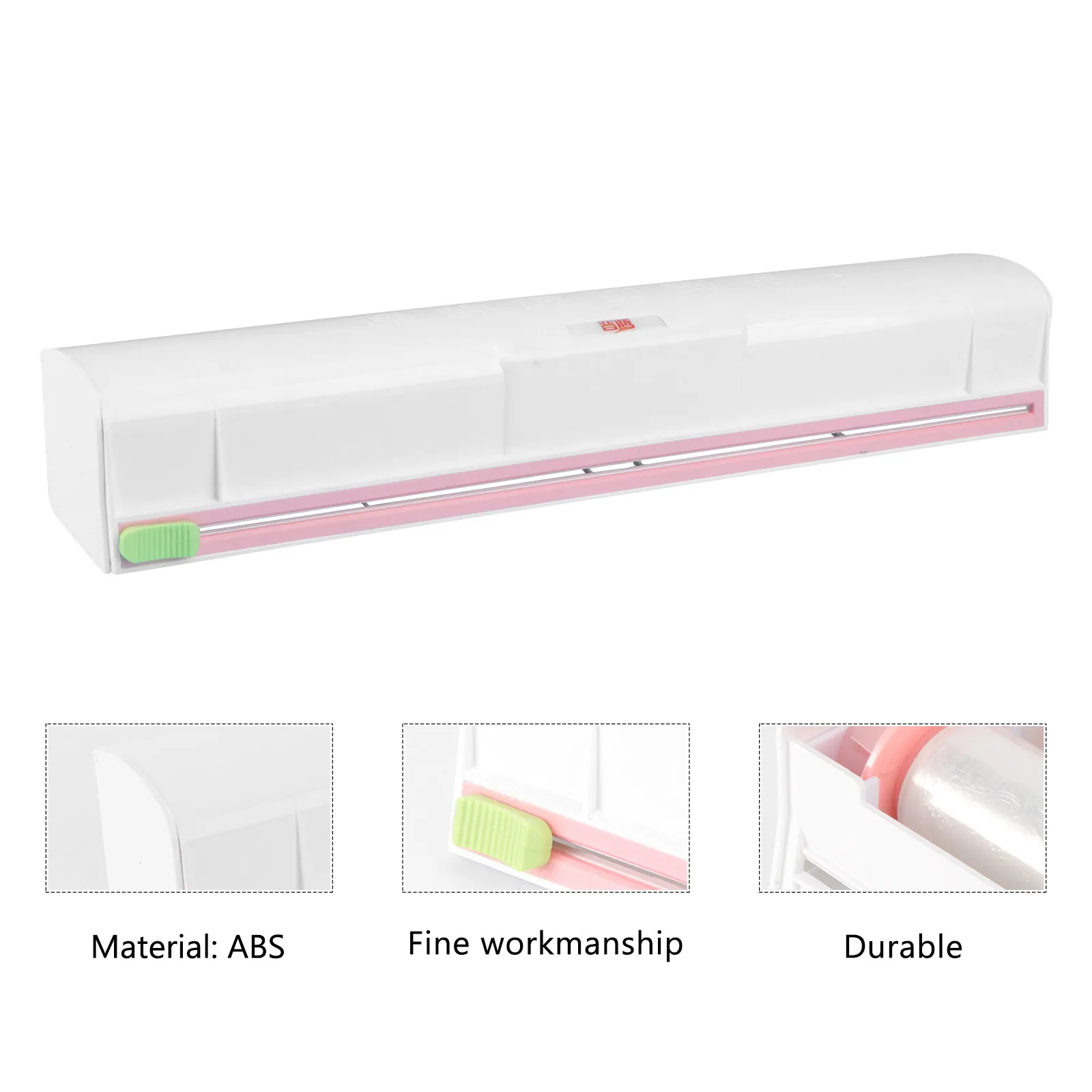 premium-plastic-wrap-cutter-white-cling-film-box-kitchen-foil-holder-cutter-dispenser-safety-film-roll-storage-holder