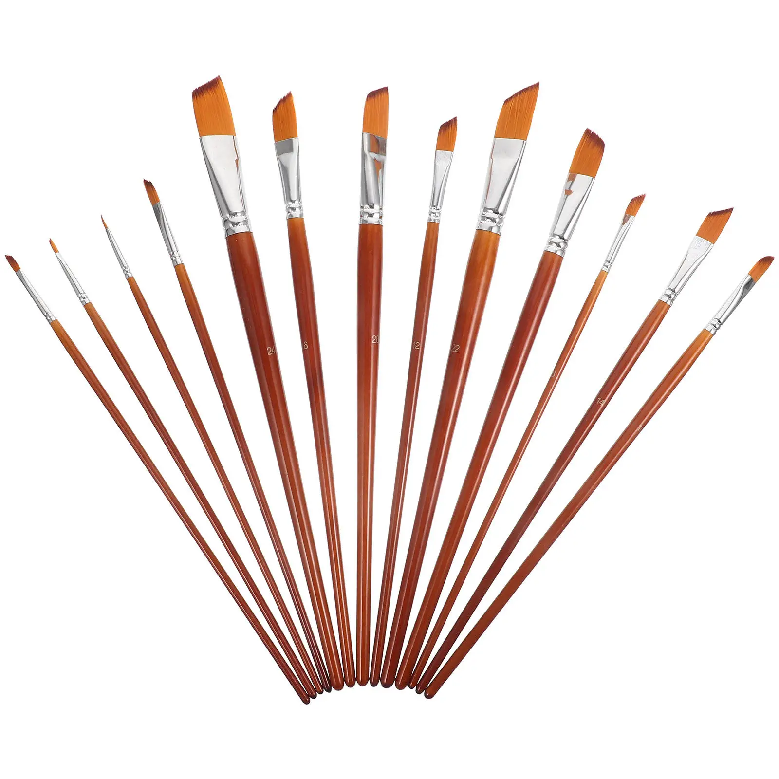Watercolor Paint Brush Set 13 Piece Flat Tip Nylon Bristle Brushes for Artists Beginners Travel