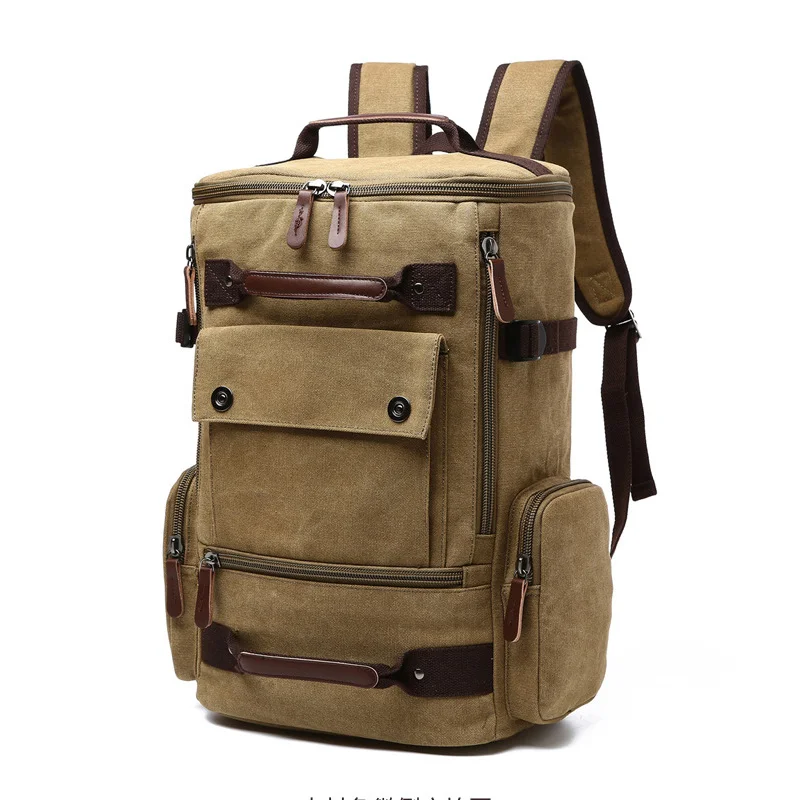 Ruil Men's Backpack Vintage Canvas Backpack School Bag Men's Travel Bags Large Capacity Backpack Laptop Backpack Bag Rucksack