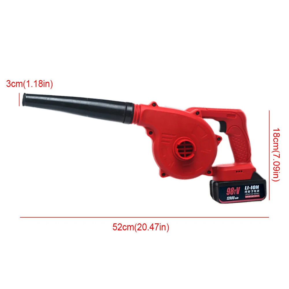 20V/12800mAh Red & Black Mini Cordless Leaf Blower Handheld Sweeper Air Workshop Blowing Machine 21000r/min