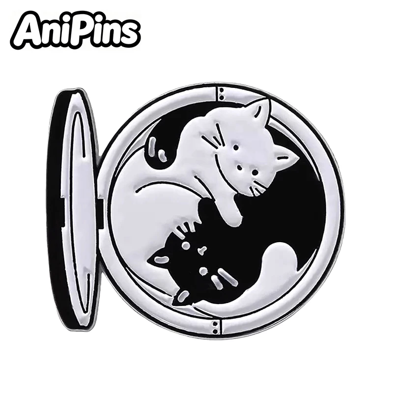 AniPins Naughty Cat Pins 4-design Cute Metal Kitty Animal Enamel Pets Badge On Backpack Clothes Lapel Brooch Pin Gifts