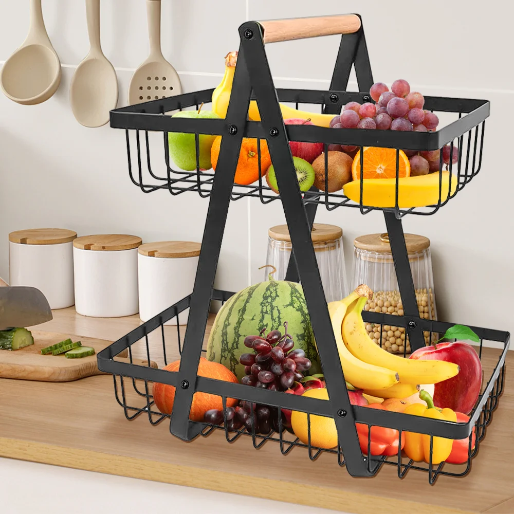 3-Tier 2-Tier Fruit basket Countertop Fruit Basket Portable Fruit Bowle Basket for Kitchen Organizer Storage Fruit Snacks Basket