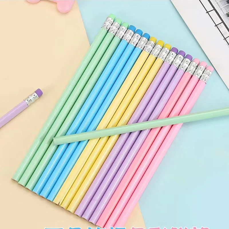 15Pcs Green harmless Triangle rod HB pencil Wood Pencil Professional sketch graphite pencil for school supplies kids