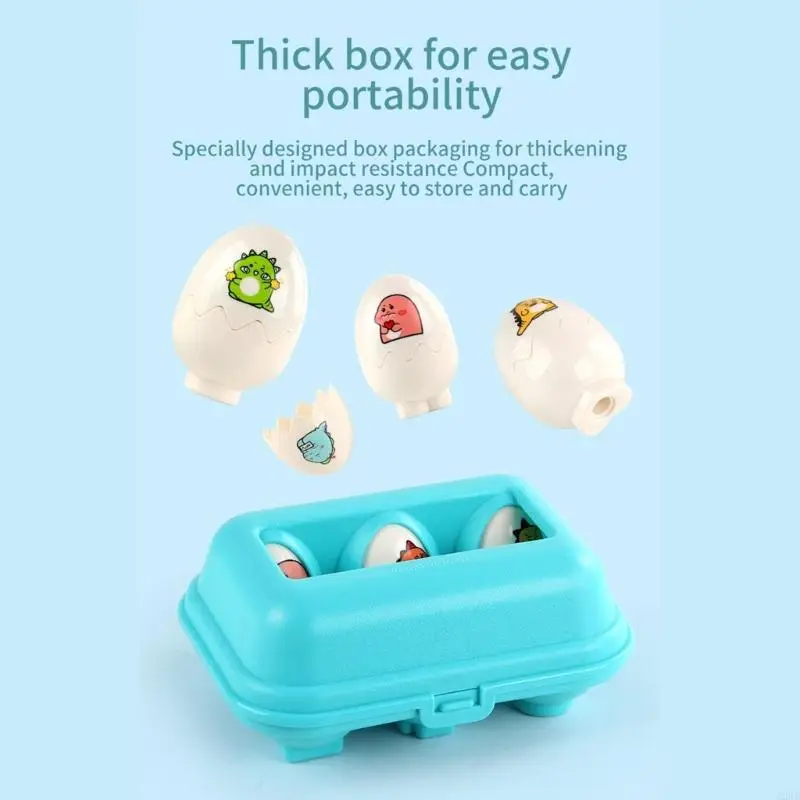 لعبة التطوير الحسي لبيض الديناصورات متعددة الألوان للأطفال، مجموعة لعب الاكتشاف التفاعلية مع 6 بيض تعشيش نابض بالحياة وA2UB