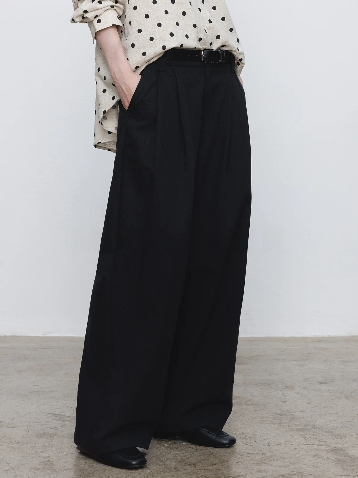 

Bla High Waist Wide Leg Pants Women's Casual Loose Fit Slimming Thin Cotton Blend Spring 2026 MAIER Straight Cut Trousers