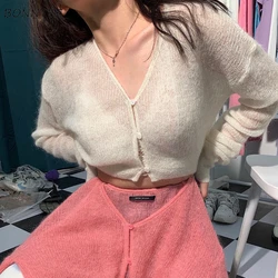 Cardigan Women Harajuku Sexy Summer Knitted Sweet Casual High Street Fashion Thin Sun-proof Sweater Elegant Stylish Aesthetic