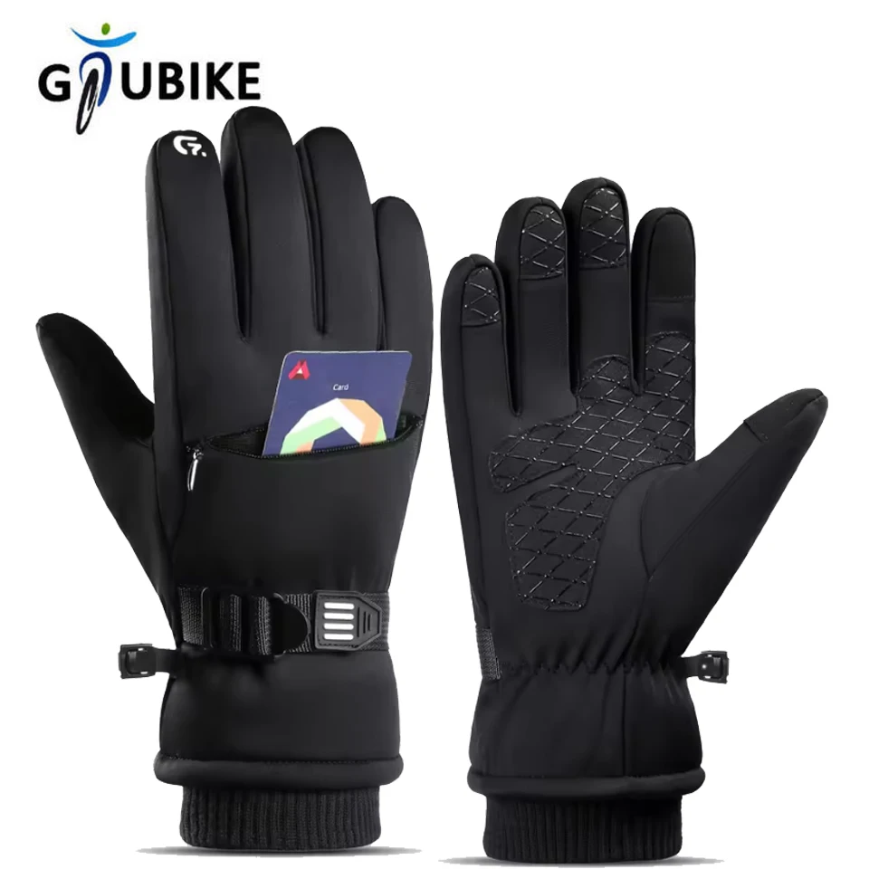 

GTUBIKE зимние толстые теплые перчатки ветрозащитные лыжные перчатки с сенсорным экраном уличные беговые велосипедные перчатки мужские и женские морозостойкие перчатки