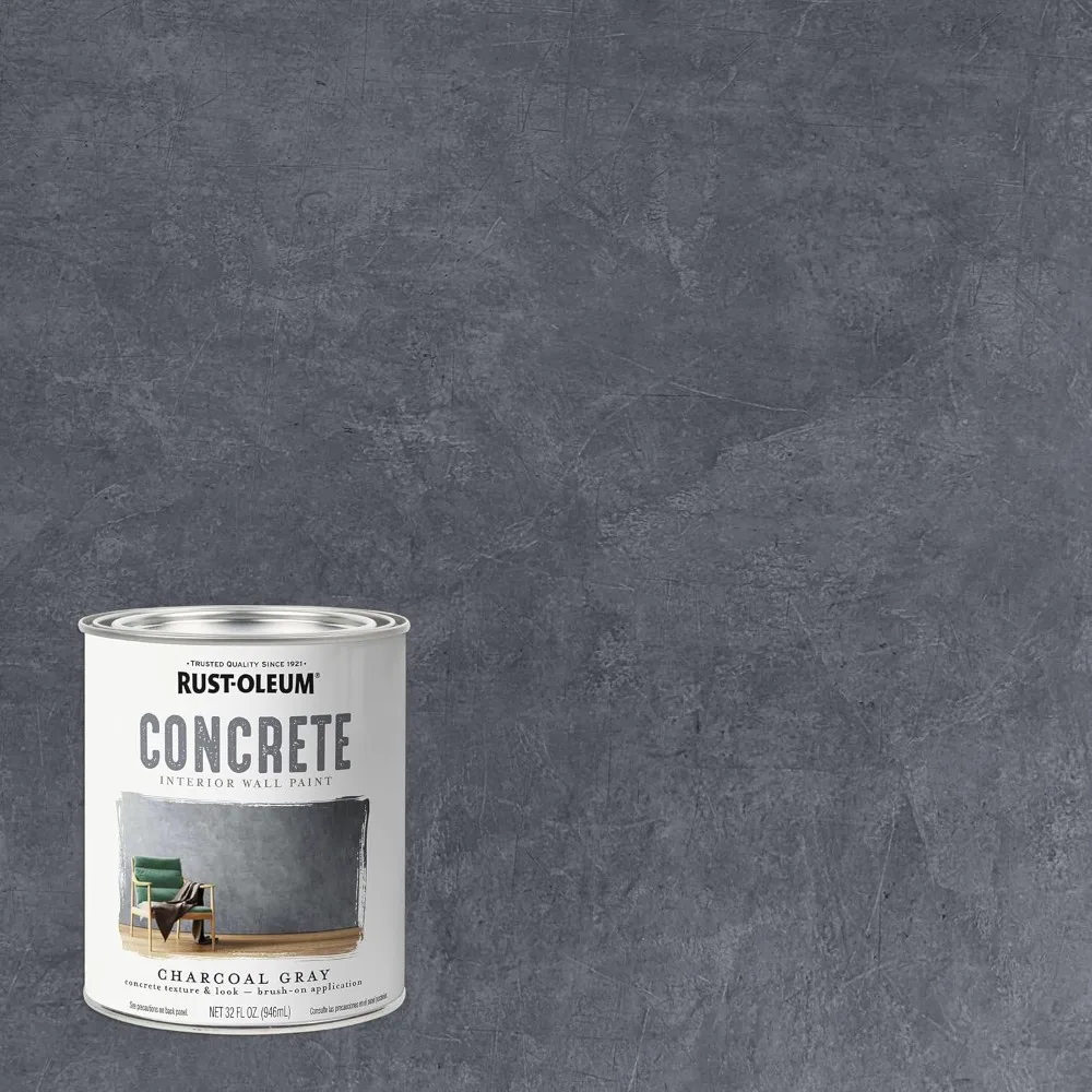 

Concrete Interior Wall Paint, Quart, Charcoal, 32 Fl Oz (Pack of 2)