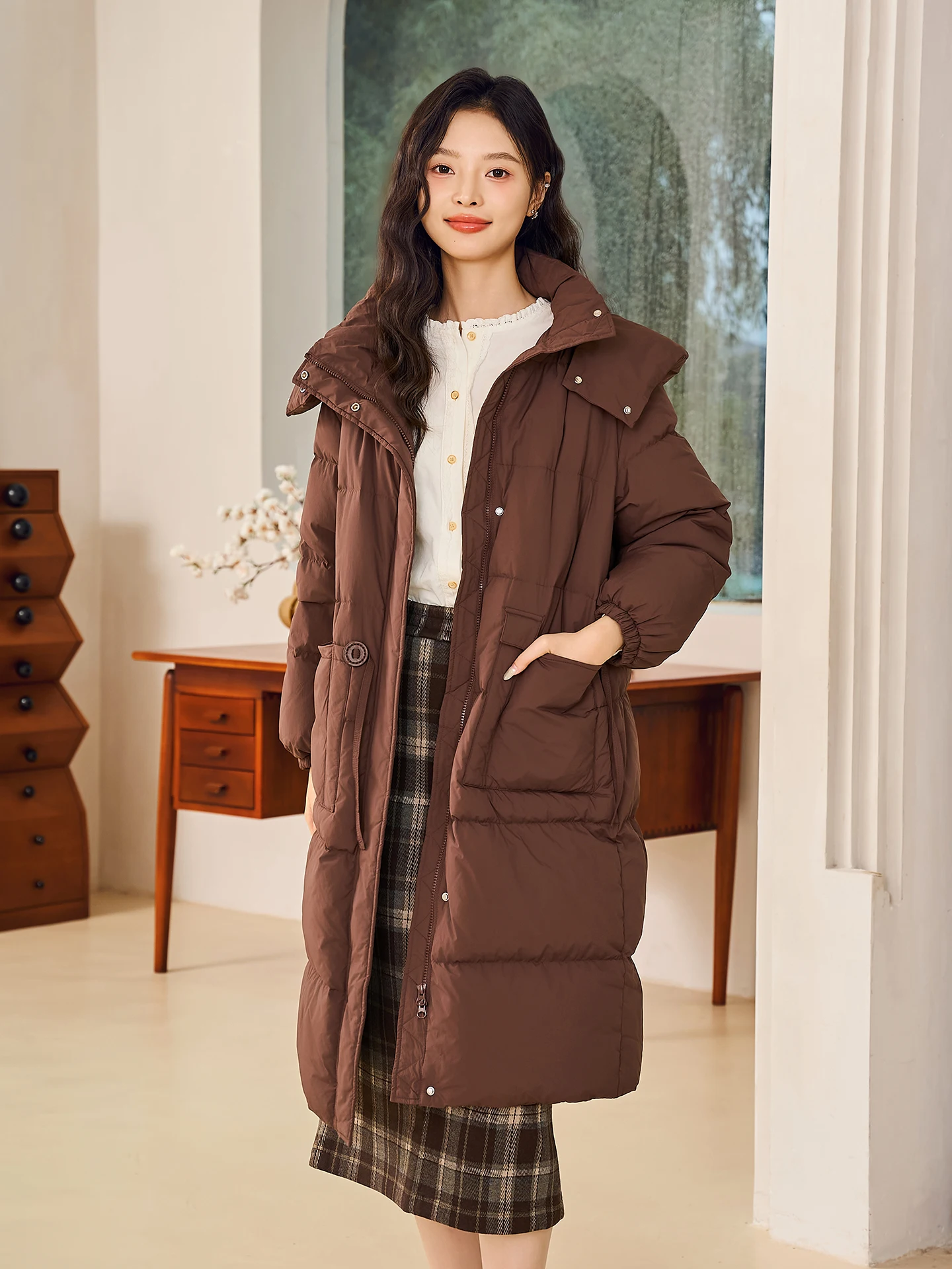 

Fay-Fayee Women's down Jaet 90% Du down Hooded Loose Fit Warm Commute Outerwear Thiened Winter New Arrival