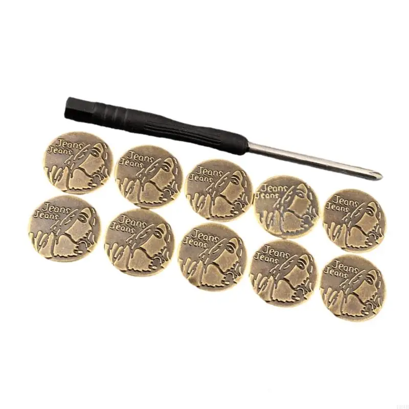 H8WB 10 Pcs 17mm Jeans Buttons Trousers Buttons Replacement Buttons Waistband Buttons