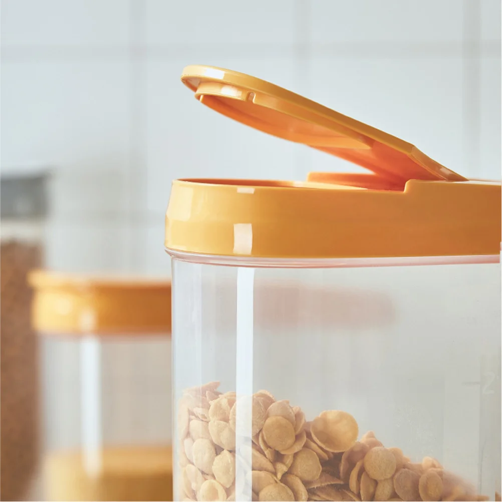 

Dry Food Sealed Storage Jar 2.5L Yellow Household Grain Container with Scale Design Transparent Sealed Storage Jar for Rice