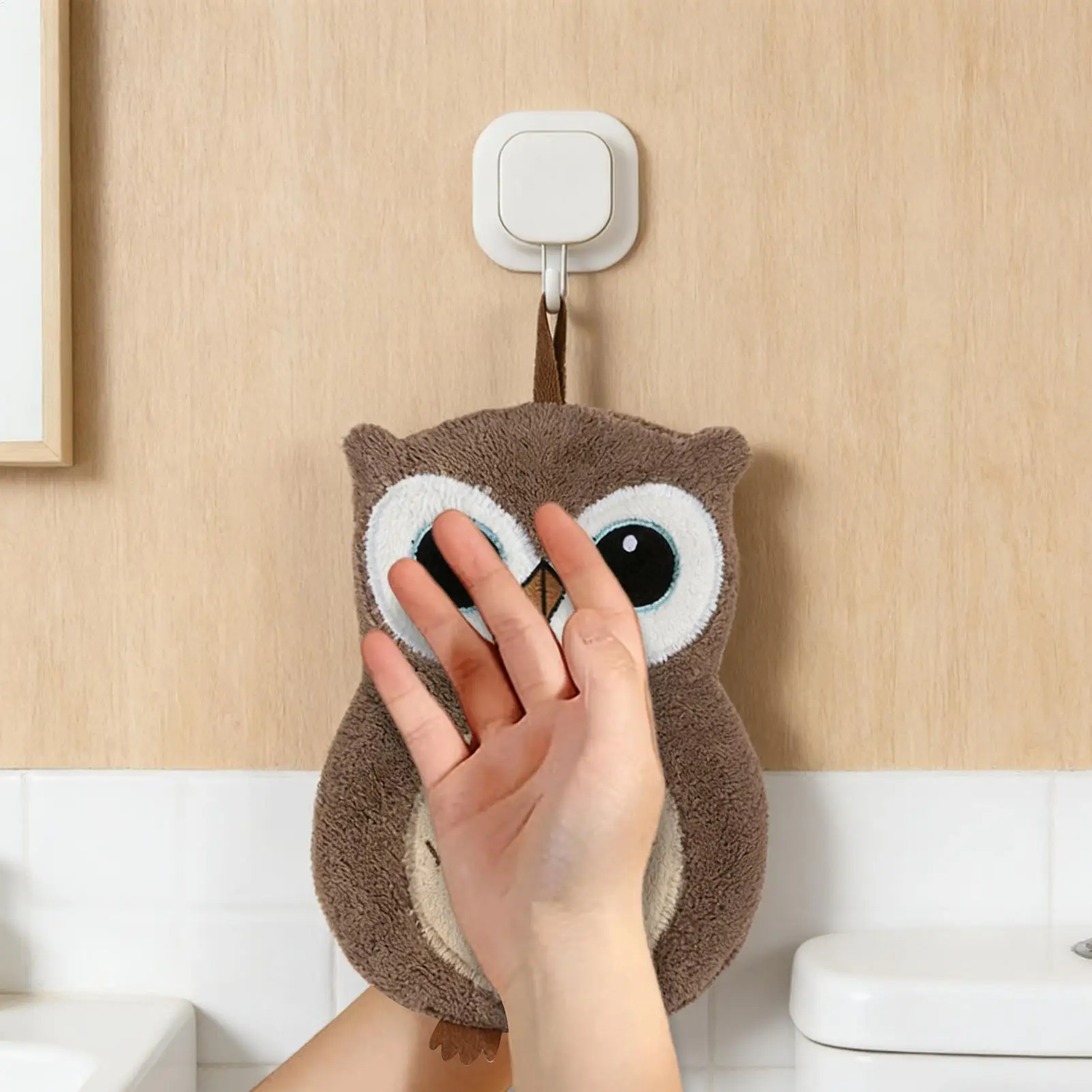 Hand Towel Owl Shape Hangable Fabric Kitchen Hand Towel Wall Cloth for Housewarming Bathroom Shower Room Home Hotel Apartment