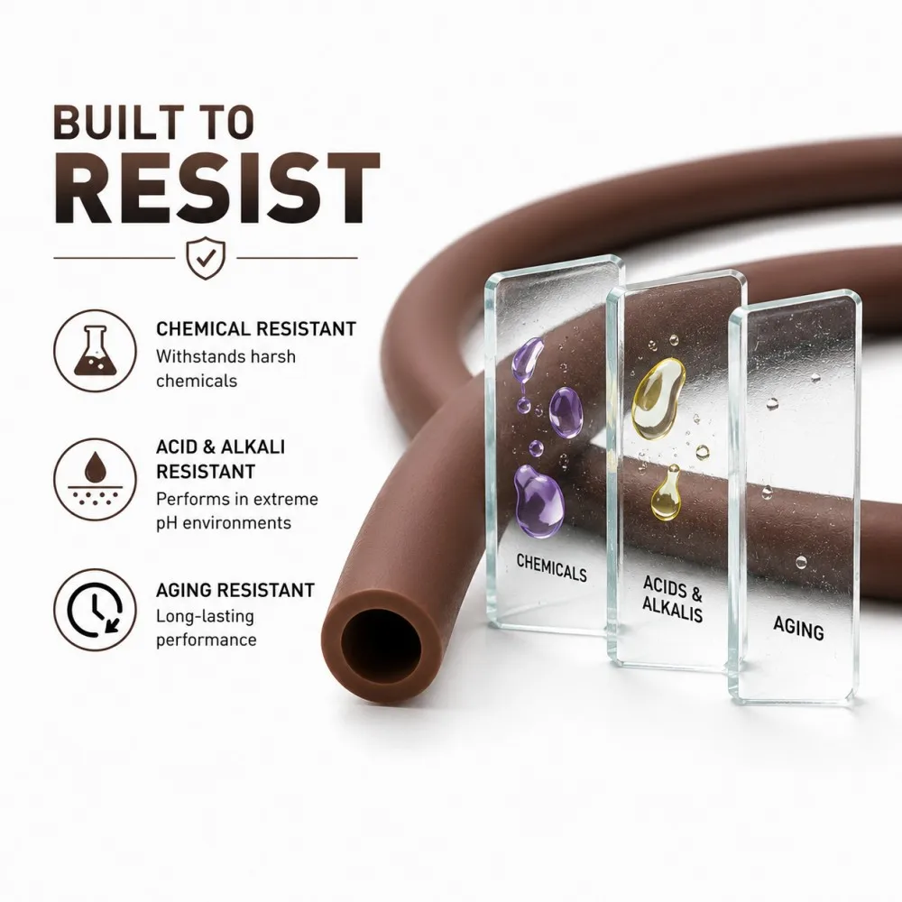 High Temp FKM Rubber Hose ID 2 3 4 5 6 7 8 10 12 14mm Brown FKM Tube Oil Corrosion Resistant Anti-Aging Fuel Delivery Tube
