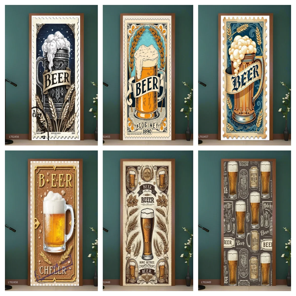 

Beer Pub Door Stickers - Bar & Tavern Decals, Oktoberfest Themed Vinyl Decor, Waterproof Keg Mug Signs Club Entrance Wallpaper