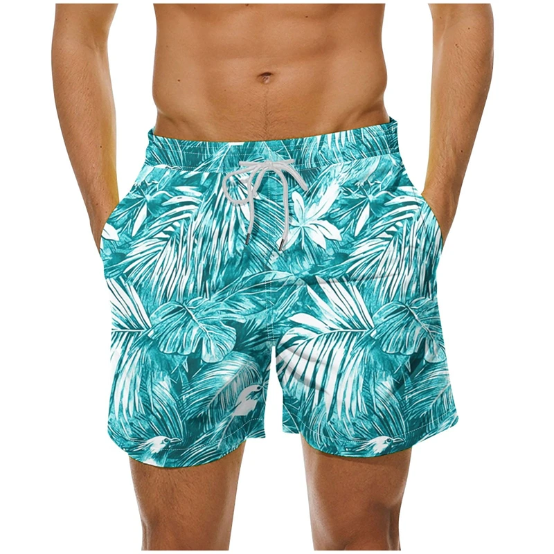Vintage Palm Tree Pattern Beach Shorts Men 3d Printing Plants Flower Swimming Trunks Summer Loose Holiday Party Board Shorts