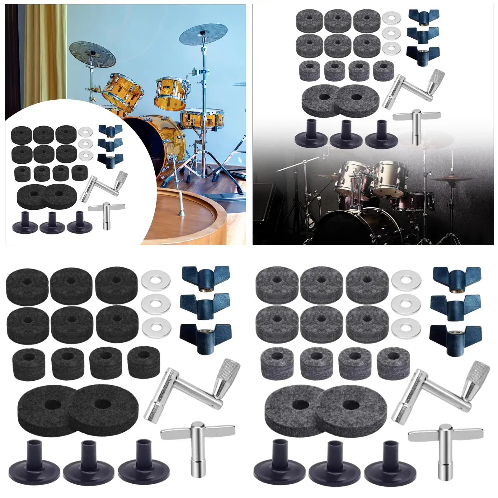 23Pcs Cymbal Replacement Accessories Easy to Install Portable Cymbal Stand Felts Drum Parts for Percussion Instrument Drum Set