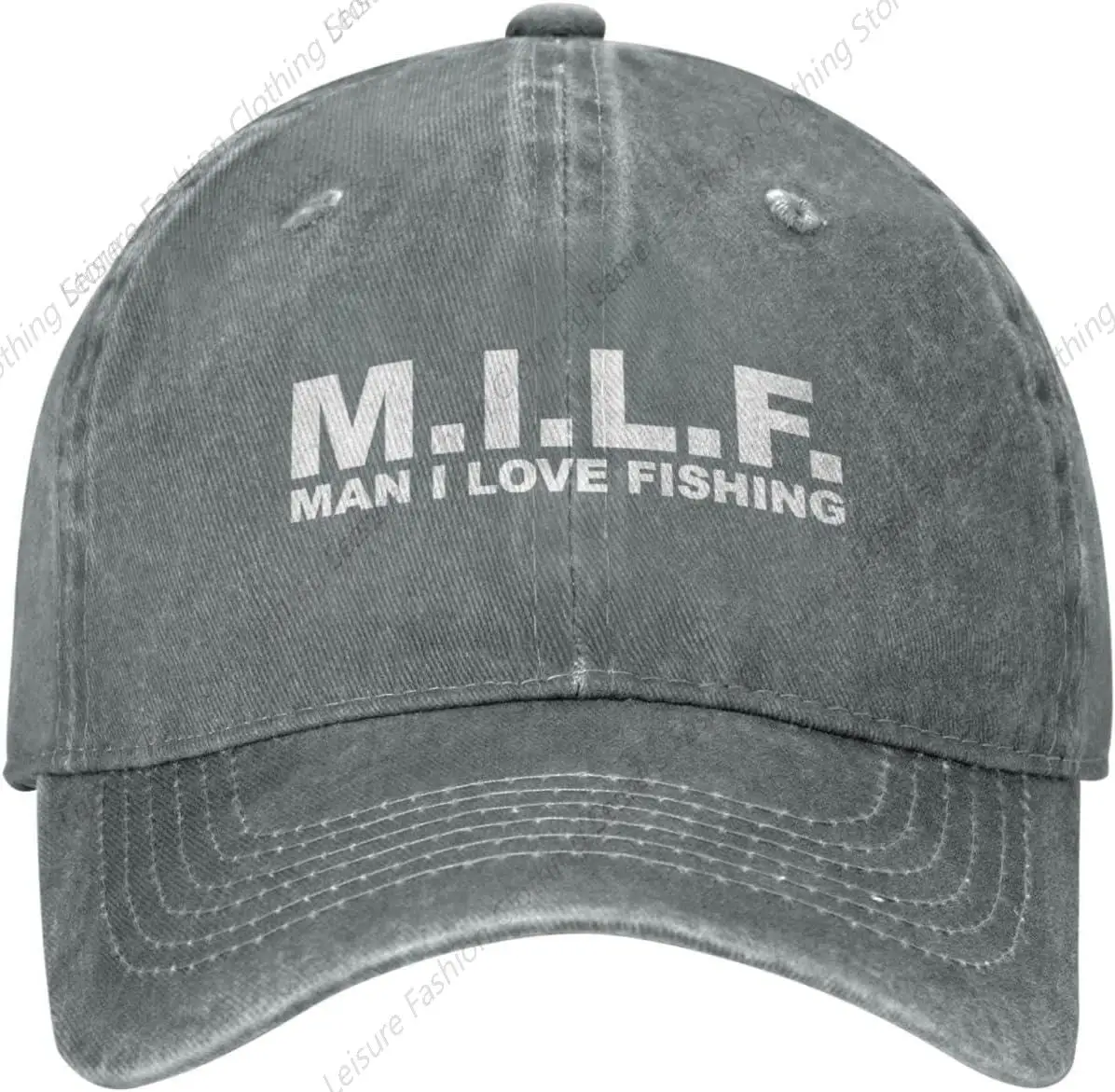 

M.I.L.F. Man I Love Fishing Baseball Caps Unisex Adjustable Vintage Washed Denim Dad Hat for Men Women