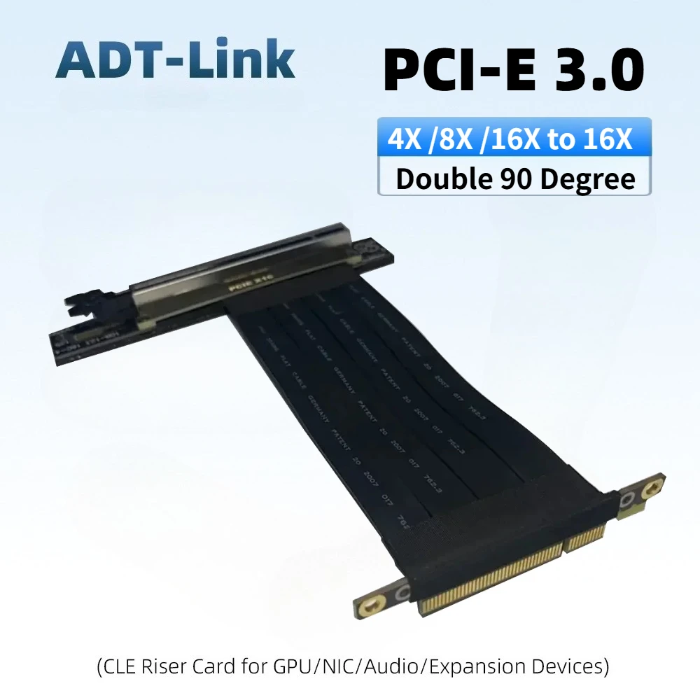 90 Degree Adapter Cable PCIe 4X 8X 16X Graphics Card PCI-E Express X16 Riser Card Adapter Extension PCI Express Gen3.0 GPU Cable