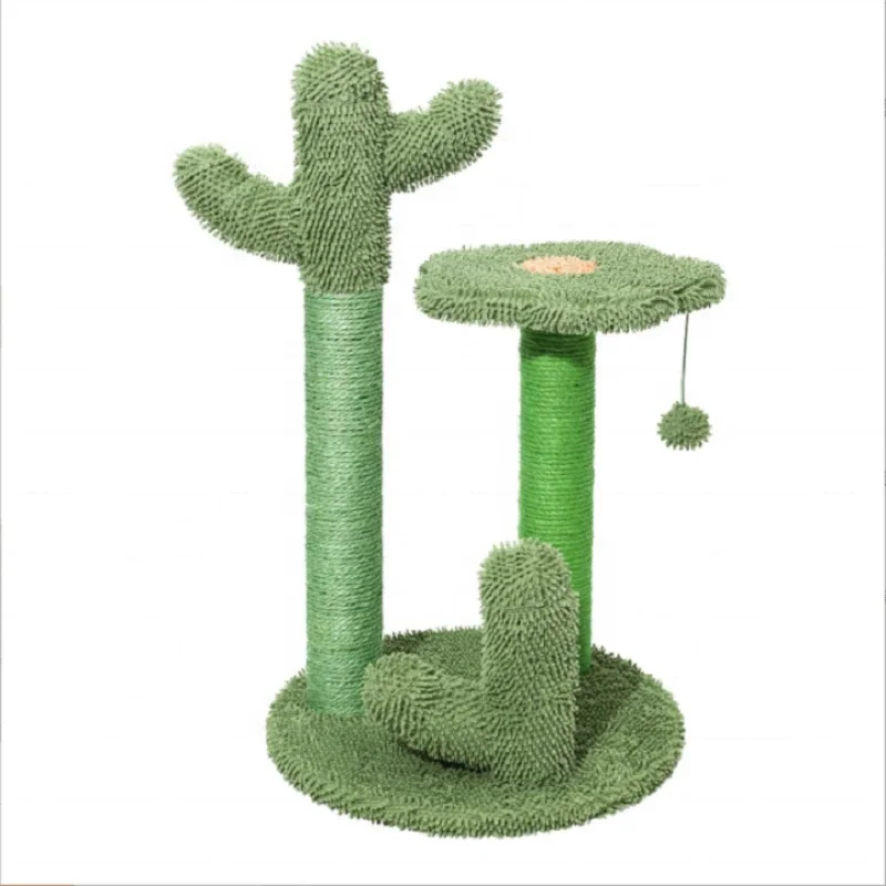 Cute Cactus Pet Cat Tree Toys with Ball Scratcher Posts for Cats Climbing Tree Cat Toy Protecting Furniture