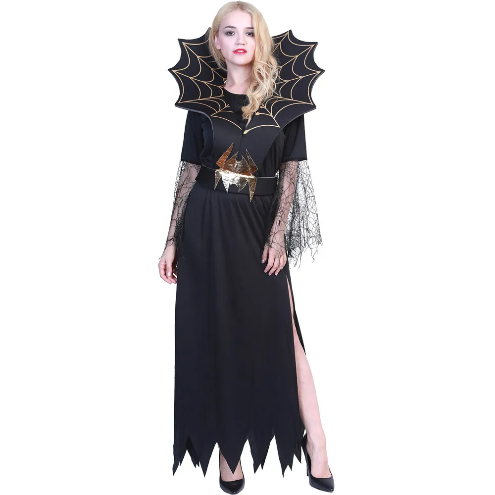 Women Spider Witch Cosplay Dresses Adult Halloween Gothic Vampire Costume Carnival Easter Purim Fancy Dress