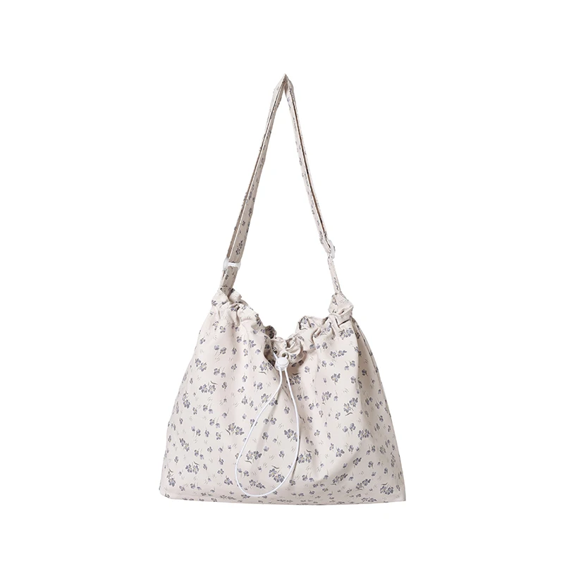 

Women Floral Crossbody Bag Large Capacity Drawstring Trendy Satchel Bag Adjustable Strap Simple Sling Bag Daily Commuting Bag