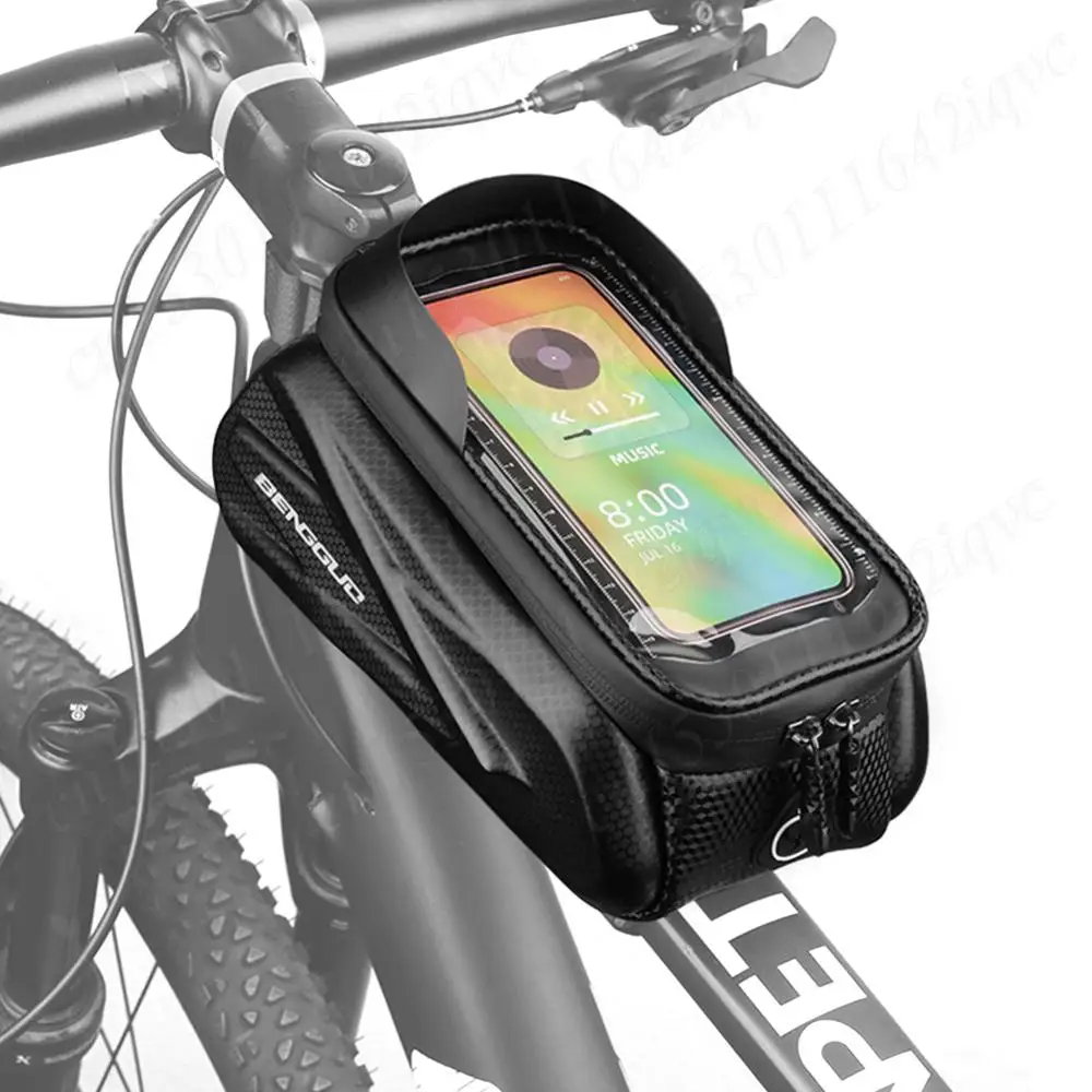 Bicycle Front Frame Bag Touchable Screen Waterproof Bike Top Tube Bag EVA Hard Shell Road Bike Bags Bikepacking Cycling Pouch