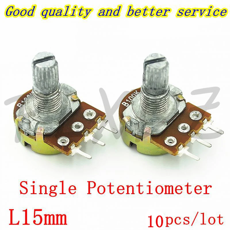 10PCS WH148 Potentiometer 3pin B 1K 2K 5K 10K 20K 50K 100K 250K 500K 1M ohm Single Potentiometer Shaft Length 15 L15mm