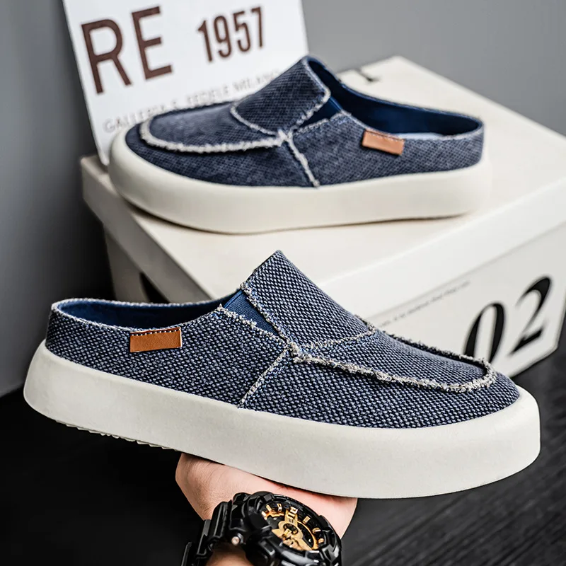 

New Summer Men's Baotou Slippers Breathable Men's Half Drag Fashionable Versatile Casual Cloth Shoes
