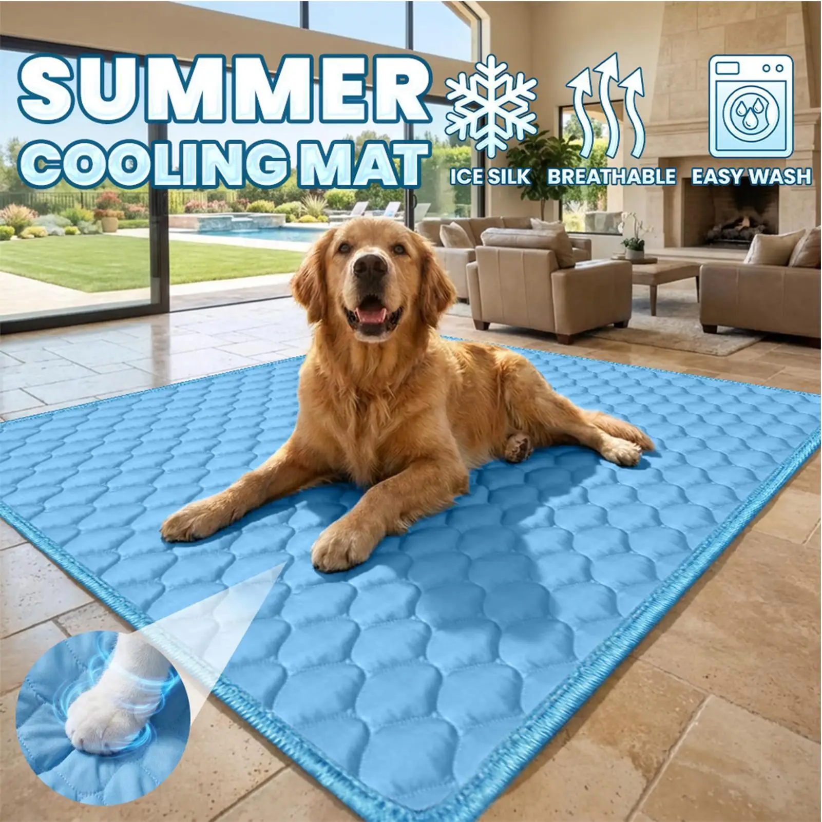 Ice Cool Dog Cooling Mat Summer Pet Cold Bed Extra Large For Small Big Dogs Pad Breathable Pet Cold Bed Summer Cooling mat