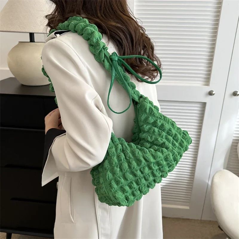 

Bow Cloud Bubbles Women's Bag Eco Bag Korean Shopping Messenger Bag Y2K Shoulder Bag Adjustable Strap Handbags Pleated Satchels