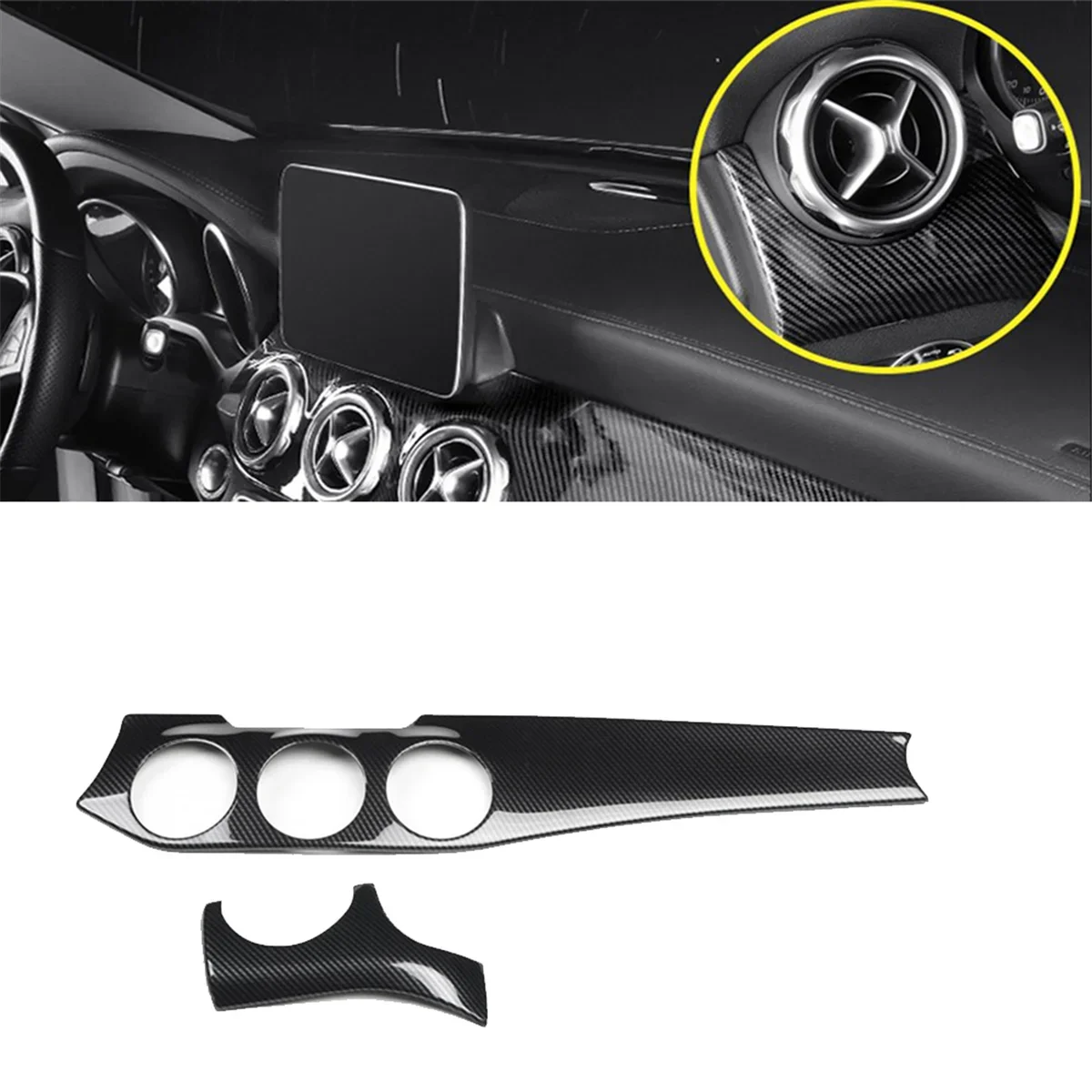 2Pcs Dashboard Center Console Air Condition Outlet Panel Trim Strip for Mercedes Benz GLA X156 CLA C117 2013-2019