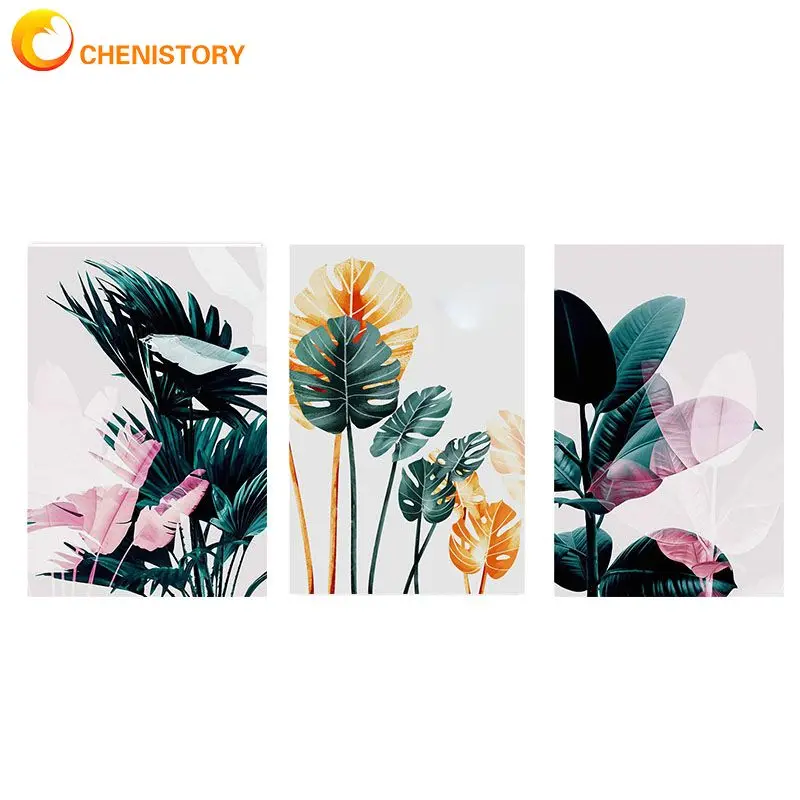 

CHENISTORY 3pc/Set Painting By Numbers Colorful Leaves Picture For Kids Adults Acrylic Paints Kit Handicrafts Diy Gift