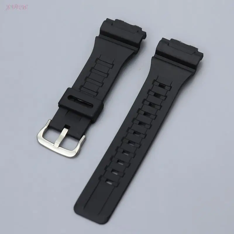 Rubber Solid Color Watchband For Casio AQS810 W-735 AEQ110 W735 Silicone Strap Durable Wristband Convex 18mm Watch Accessories