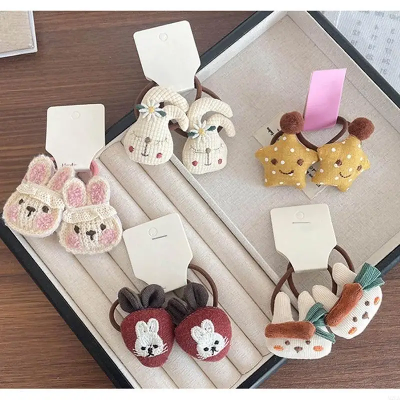 2026 New Cartoon Printed Cloth Hair Ties Gentle Hold For Sensitive Scalp Girls Daily Styling