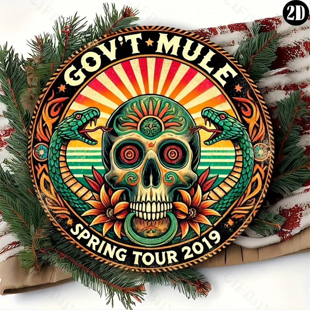 علامة معدنية مستديرة مقاس 8 × 8 بوصة من Gov Mule - لوحة فنية جدارية متينة من الألومنيوم للمنزل/المكتب/البار، هدية مثالية، ديكور داخلي/خارجي، قطعة واحدة #4