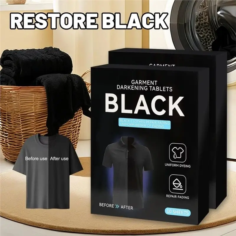 AB42-For Washing Cleaning Clothes Color Protection Sheets Laundry Blackening Dyeing Tablets Black Enhanced Tablets