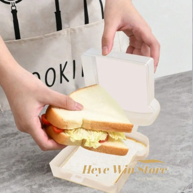 Toast Shaped Portable Lunch Box with Lid Toast Bread Sandwich Box Kitchen Outdoor Picnic Large-capacity Bento Sandwich Box view 4