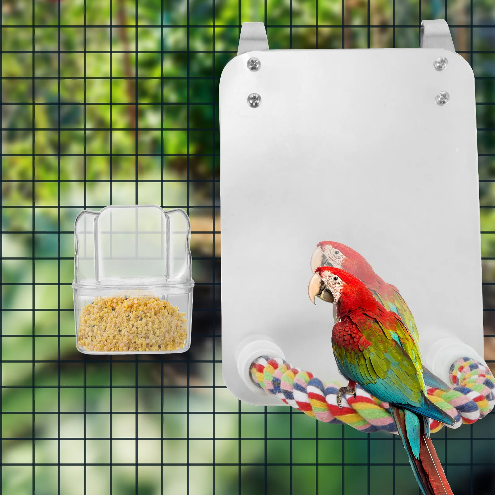

3 pcs Feeding Bowl Set Thickened Base Detachable Anti-Splashing Shield Easy Clean Birds Feeder For Parrot Cage Pet Food